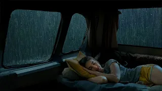 Deep Sleep and Relax with Heavy Rain on Camping Car Window- Sound of Rain Intense in Forest at night