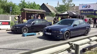 BMW 535i E39 4.4 swap vs BMW M3 E46 1/8 mile drag race