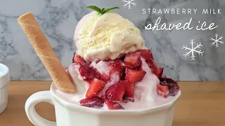 Strawberry Milk Shaved Ice | Easy Recipe | How to Make Korean Bingsu