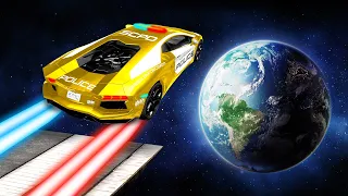 GTA 5 - Jumping LUXURY GOLD POLICE CARS from SPACE!