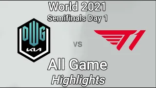 DK vs T1 All Games Highlights | Semifinals Day 1 | Worlds 2021 | DWG KIA vs T1