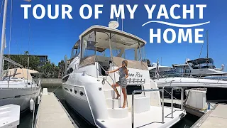 YACHT TOUR of MY LIVEABOARD HOME / Meridian AFT CABIN Motor Yacht WALKTHROUGH with SPECS & Outtakes
