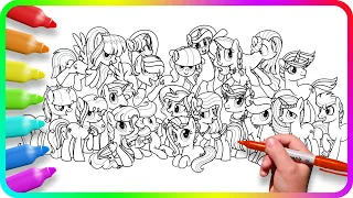 BIG Coloring Pages MY LITTLE PONY. How to color My Little Pony. MLP. Easy Drawing Tutorial Art