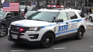 NYPD Police car responding urgently - Horn + Priority siren