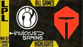 IG vs TES Highlights ALL GAMES | LPL Summer 2020 W8D7 | Invictus Gaming vs TOP Esports