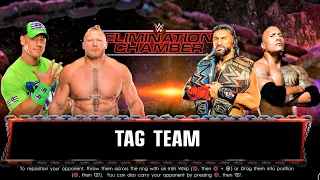 John Cena + Brock Lesnar vs. Roman Reigns + The Rock | Elimination Tag Team | WWE 2K22