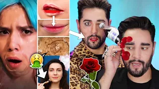 Debunking HORRIBLE 5 Minute Crafts Makeup + Skincare Hacks💜🖤 The Welsh Twins