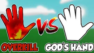 OVERKILL Glove Vs Gods Hand Glove (Roblox Slap Battles)
