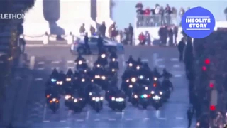 700 motards sur les Champs Elysées en hommage à Johnny Hallyday le 9 Décembre 2017
