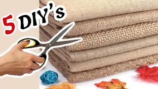 5 IDEAS fáciles con ♻️reciclaje utilizando CUERDA de YUTE y TELA de SACO