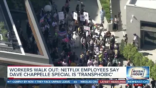 Netflix's trans and ally employees stage walkout over Dave Chappelle stand-up | Rush Hour