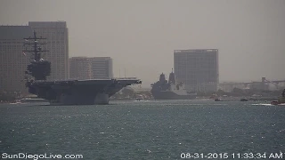 USS Ronald Reagan (CVN-76) departure for new home port in Yokosuka, Japan [Harbor Island East]