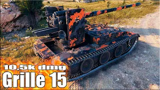 Курица ТАЩИТ КАТКУ 10,5к урона ✅ World of Tanks Grille 15 лучший бой