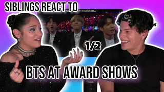 Siblings react to BTS Being Chaotic Crackheads in Award Shows | 1/2 | REACTION