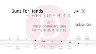 Twenty One Pilots - Guns For Hands Drum Score