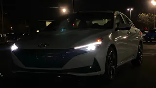 2021-2023 Hyundai Elantra interior and exterior lights at night in 4K