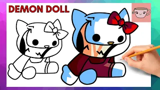 How To Draw Active Demon Doll | Hell On Kitty Friday Night Funkin Mod | FNF | Drawing Tutorial