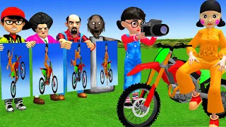 Scary Teacher 3D vs Squid Game Nice or Error Picture With Motobike 5 Times Challenge Troll Level Max