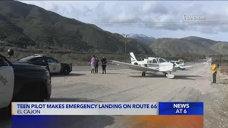 Teen pilot makes emergency landing on Route 66