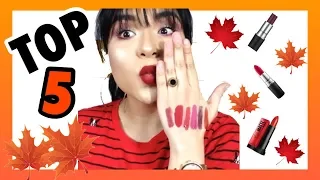 TOP 5 LABIALES DE OTOÑO FAVORITOS||Nadya Ortega