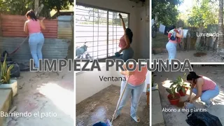 LIMPIEZA PROFUNDA VENTANA 🪟//lavando👖👕/barriendo patio🧹//abono plantas 🌿🌱🪴