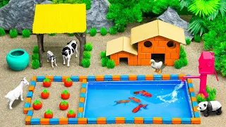 🌻 DIY Build Diorama Miniature Rural Farm Model - Cowshed - Swimming Pool  Let's bathe the animals