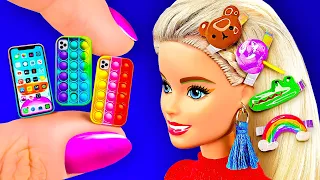 28 DIY Miniature Crafts for Dollhouse - Pop It Phone Cases, Hairpins, Boots and more Barbie hacks