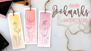 DIY easy and fun watercolor BOOKMARKS - doodle your bookmarks for beginners