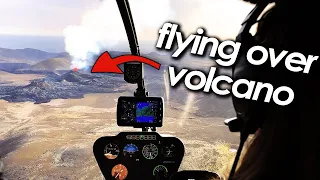FLYING over an ACTIVE Volcano in ICELAND