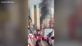 WATCH: 3 hurt in Mandaluyong gasoline station fire