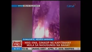 Mag-iina, sinagip ng kapitbahay mula sa nasusunog na bahay