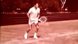 Ken Rosewall in practice early in the 60s on grass court.