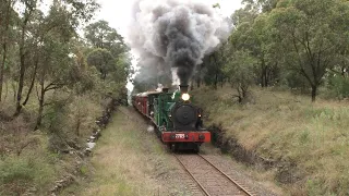 Australian steam locomotives 2705 & 3265 double heading - Thirlmere - March 2012