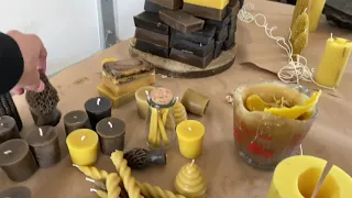 CANDLE MAKING WORKSHOP IN MY GARAGE - My small business equipment for making beeswax candles