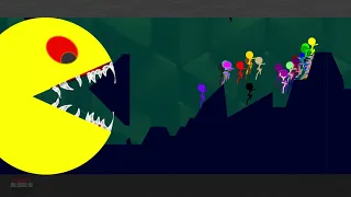 PACMAN ESCAPE - Stickman Color Race survival - Algodoo Stickman Survival Challenge