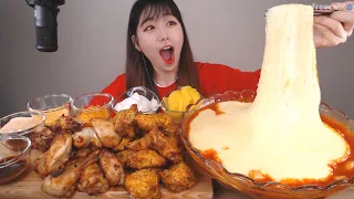 응떡 치즈 5번 추가 굽네 고추바사삭 오리지날 먹방 Spicy tteokbokki Spicy pepper Chicken mukbang