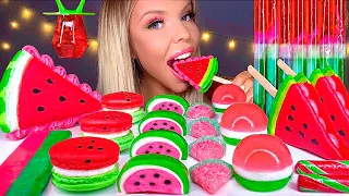 ASMR WATERMELON DESSERTS, SANDWICH COOKIE, JELLY NOODLES, WATERMELON MACARONS, SOUR CANDY MUKBANG 먹방