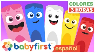 Colores en español para niños | La Pandilla de Colores | 3 HORAS | Todos los colores | BabyFirst TV