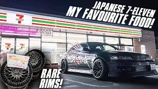 Trying Japanese 7-Eleven Food & Rare Rims at Up Garage!!