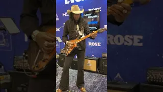 Larry Mitchell playing at the Eventide booth.  NAMM 2020