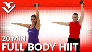 20 Minute Full Body HIIT Workout for Fat Loss - 20 Min Dumbbell HIIT Workouts at Home with Weights