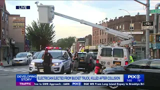 Worker fatally falls out of bucket truck after its struck by truck in Queens