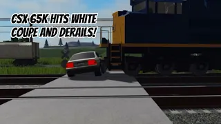 CSX 65K Hits a White Coupe and Derails! (Roblox)