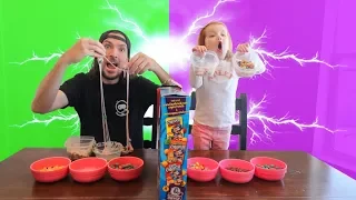 TWIN TELEPATHY CEREAL SLIME CHALLENGE VS MY DAD