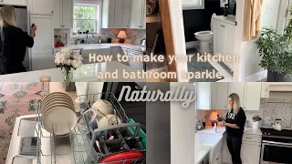 How to make your kitchen and bathroom sparkle | clean with me | cleaning motivation #subscribe