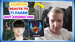 Jankos Reacts to T1 FAKER NOT ADDING Him to Friends 👀