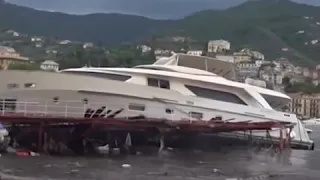 Damaged yachts at Italy after stormy night