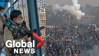 Indian farmers clash with police at Delhi's Red Fort during huge tractor rally