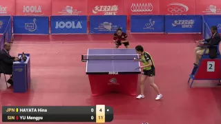 2016 ITTF World Tour Qatar Open: Yu Mengyu(SIN) vs Hayata Hina(JPN) [Pre.Round][FULL MATCH]