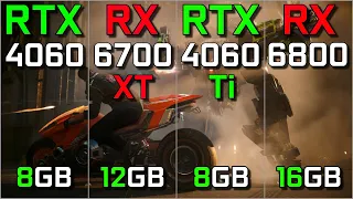 RTX 4060  vs RX 6700 XT vs RTX 4060 Ti vs RX 6800 | Test in 16 Games | 2024